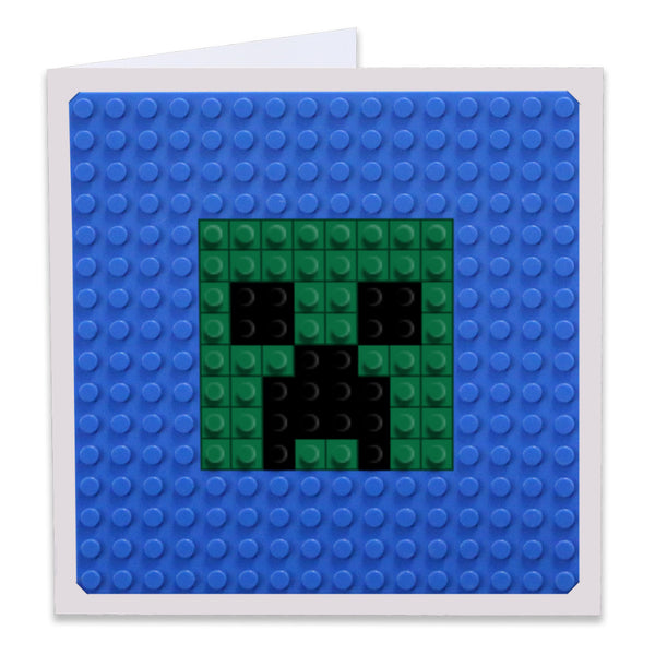 Creeper Face Pixel Art Build-On Greeting Card