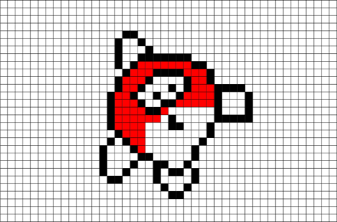 minecraft pixel art grid pokeball