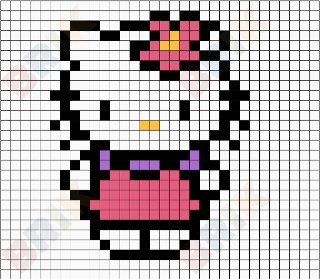 Hello Kitty Pixel Art - How to draw Hello Kitty? #hellokitty